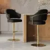 Modern Black Boucle Adjustable Swivel Counter Stool with Gold Base, 1 Piece