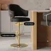 Modern Black Boucle Adjustable Swivel Counter Stool with Gold Base, 1 Piece