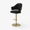 Modern Black Boucle Adjustable Swivel Counter Stool with Gold Base, 1 Piece