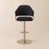 Modern Black Boucle Adjustable Swivel Counter Stool with Gold Base, 1 Piece