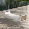 Fencura Outdoor Garden Swing Daybed with Cushion – White