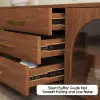 Arune 1829 mm Arched Glass Doors Walnut TV Stand Coffee Table Set with Storage and LED