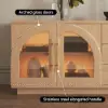 Arune 1829 mm Arched Glass Doors TV Stand Coffee Table Set with Storage and LED – Natural