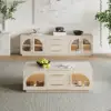 Arune 1830mm Arched Glass Doors TV Stand Coffee Table Set with Storage and LED