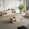 Arune 1830mm Arched Glass Doors TV Stand Coffee Table Set with Storage and LED