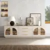 Arune 1830mm Arched Glass Doors TV Stand Coffee Table Set with Storage and LED