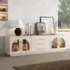 Arune 1830mm Arched Glass Doors TV Stand Coffee Table Set with Storage and LED