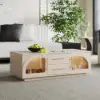 Arune 1830mm Arched Glass Doors TV Stand Coffee Table Set with Storage and LED