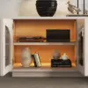 Arune 1830mm Arched Glass Doors TV Stand Coffee Table Set with Storage and LED