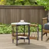 Ropipe 470 mm Round Outdoor Side Table with Storage Patio Rope End Table in Dark Grey