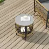 Ropipe 470 mm Round Outdoor Side Table with Storage Patio Rope End Table in Dark Grey