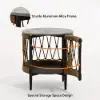 Ropipe 470 mm Round Outdoor Side Table with Storage Patio Rope End Table in Dark Grey