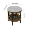 Ropipe 470 mm Round Outdoor Side Table with Storage Patio Rope End Table in Dark Grey