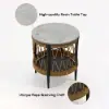 Ropipe 470 mm Round Outdoor Side Table with Storage Patio Rope End Table in Dark Grey