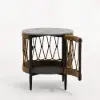 Ropipe 470 mm Round Outdoor Side Table with Storage Patio Rope End Table in Dark Grey