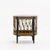 Ropipe 470 mm Round Outdoor Side Table with Storage Patio Rope End Table in Dark Grey