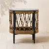 Ropipe 470 mm Round Outdoor Side Table with Storage Patio Rope End Table in Dark Grey
