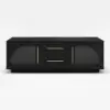 Arune 2032 mm Arched Glass Doors TV Stand Coffee Table Set with Storage and LED – Black