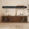Arune 1829 mm Arched Glass Doors TV Stand Coffee Table Set with Storage and LED – Walnut