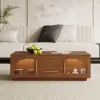 Arune 1829 mm Arched Glass Doors TV Stand Coffee Table Set with Storage and LED – Walnut