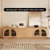 Arune 2032 mm Arched Glass Doors TV Stand Coffee Table Set with Storage and LED – Natural