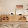 Arune 2032 mm Arched Glass Doors TV Stand Coffee Table Set with Storage and LED – Natural