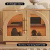Arune 2032 mm Arched Glass Doors TV Stand Coffee Table Set with Storage and LED – Natural