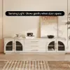 Arune 2032 mm Arched Glass Doors TV Stand Coffee Table Set with Storage and LED – Whitewash