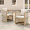 Wevara 2 Pieces Modern Aluminium & Ropes Outdoor Patio Dining Chair Set in Walnut & Oatmeal
