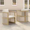 Wevara 2 Pieces Modern Aluminium & Ropes Outdoor Patio Dining Chair Set in Walnut & Oatmeal