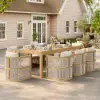 Wevara 2 Pieces Modern Aluminium & Ropes Outdoor Patio Dining Chair Set in Walnut & Oatmeal