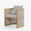 Wevara 2 Pieces Modern Aluminium & Ropes Outdoor Patio Dining Chair Set in Walnut & Oatmeal
