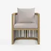 Wevara 2 Pieces Modern Aluminium & Ropes Outdoor Patio Dining Chair Set in Walnut & Oatmeal
