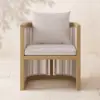 Wevara 2 Pieces Modern Aluminium & Ropes Outdoor Patio Dining Chair Set in Walnut & Oatmeal