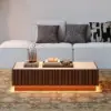 Picture of Aura TV Stand Set of Ash Wood Slatted TV Stand & Coffee Table with Sintered Stone Top – Walnut