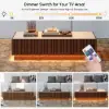 Picture of Aura TV Stand Set of Ash Wood Slatted TV Stand & Coffee Table with Sintered Stone Top – Walnut