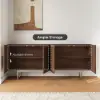 Modern 180 cm Walnut Wood Sideboard with Cabinets & Adjustable Shelves