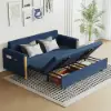 210 cm Queen 3-Seater Linen Convertible Sleeper Sofa