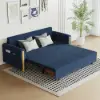 210 cm Queen 3-Seater Linen Convertible Sleeper Sofa