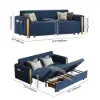 210 cm Queen 3-Seater Linen Convertible Sleeper Sofa
