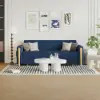 210 cm Queen 3-Seater Linen Convertible Sleeper Sofa