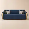 210 cm Queen 3-Seater Linen Convertible Sleeper Sofa