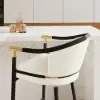 Cranis Beige Velvet Bar Stool with Upholstered, 2 Pieces