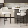 Modern Boucle White Counter Stool Set of 6 with Back & Footrest