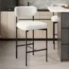 Modern Boucle White Counter Stool Set of 6 with Back & Footrest