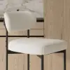 Modern Boucle White Counter Stool Set of 6 with Back & Footrest