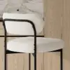 Modern Boucle White Counter Stool Set of 6 with Back & Footrest