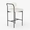 Modern Boucle White Counter Stool Set of 6 with Back & Footrest