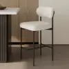 Modern Boucle White Counter Stool Set of 8 with Back & Footrest