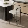 Modern Boucle White Counter Stool Set of 8 with Back & Footrest